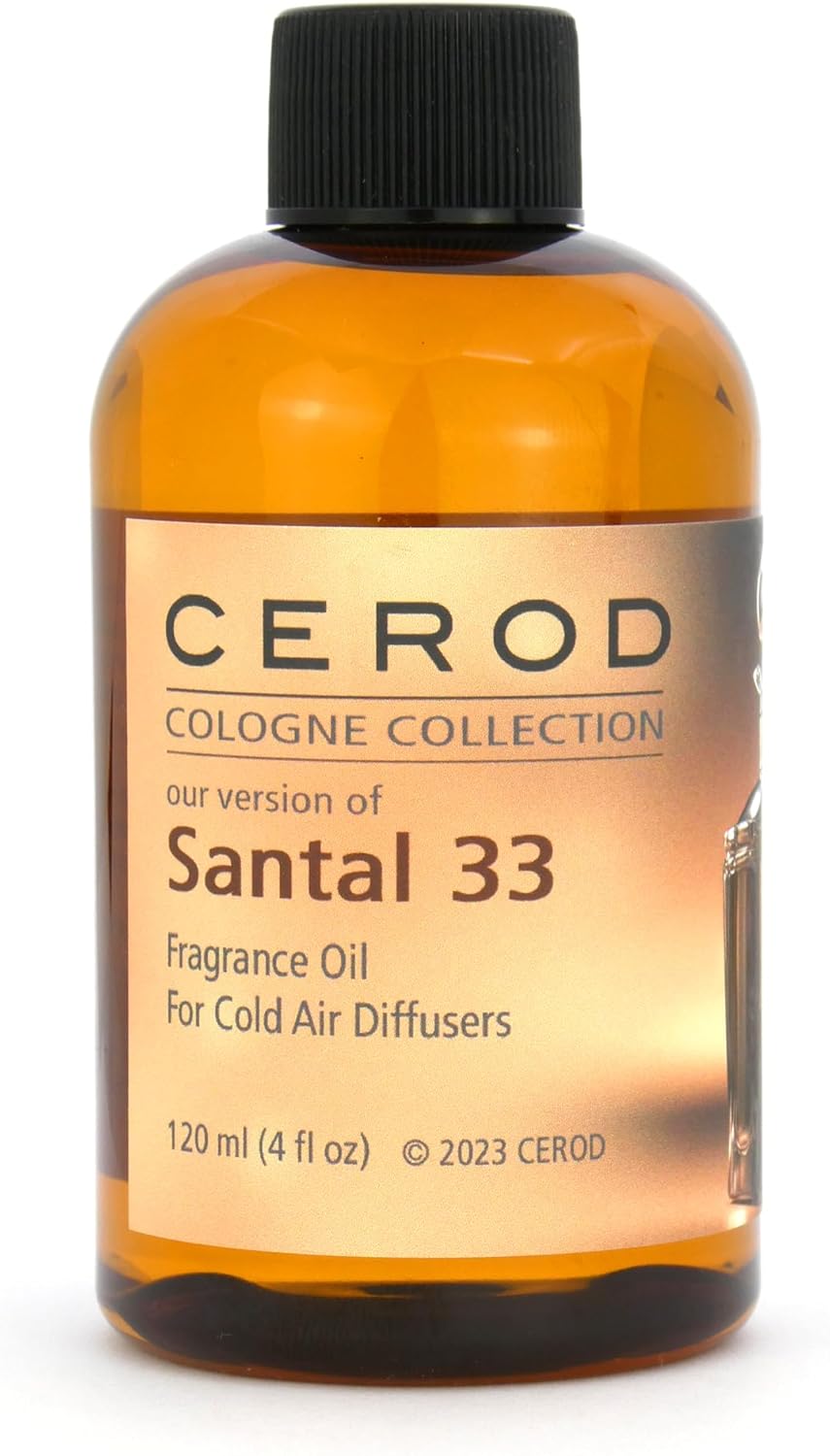 CEROD – Santal Fragrance Oil for Cold Air Diffusers – Luxury Oil Scents for Home, Office and Auto – Sandalwood, Woody Notes, Cardamom, Pine Forest, Leather - 120ml