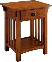 Leick Home Mission Impeccable Nightstand, Solid Wood, 1 Storage Drawer, Additional Secret Compartment, Bottom Display Shelf, Easy-Assembly, Medium Oak, 24 in L x 18 in W x 28 in H, 8222