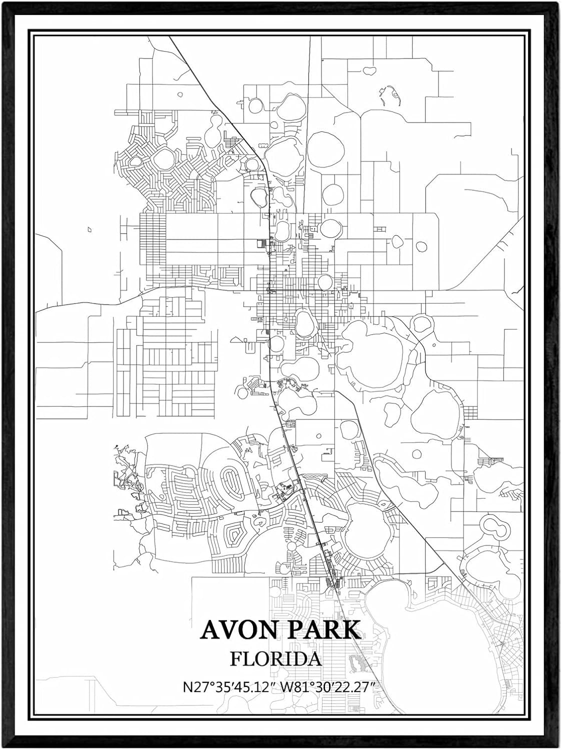 Avon Park Florida Map Amazon.com - Avon Park Florida Usa America Map Wall Art Canvas Print Poster  Artwork Unframed Modern Black And White Map Souvenir Gift Home Decor -
