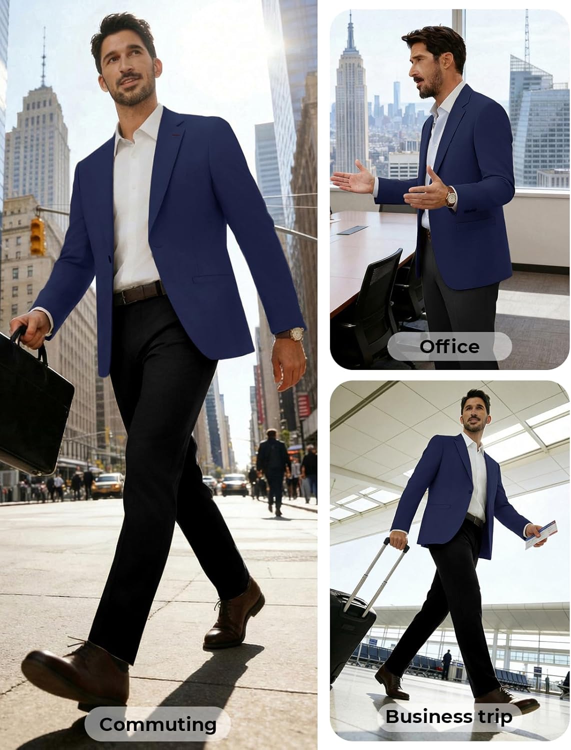 PJ PAUL JONES Men's Casual Blazer One Button Lightweight Sport Coats Solid Notched Lapel Suit Jackets - Image 3