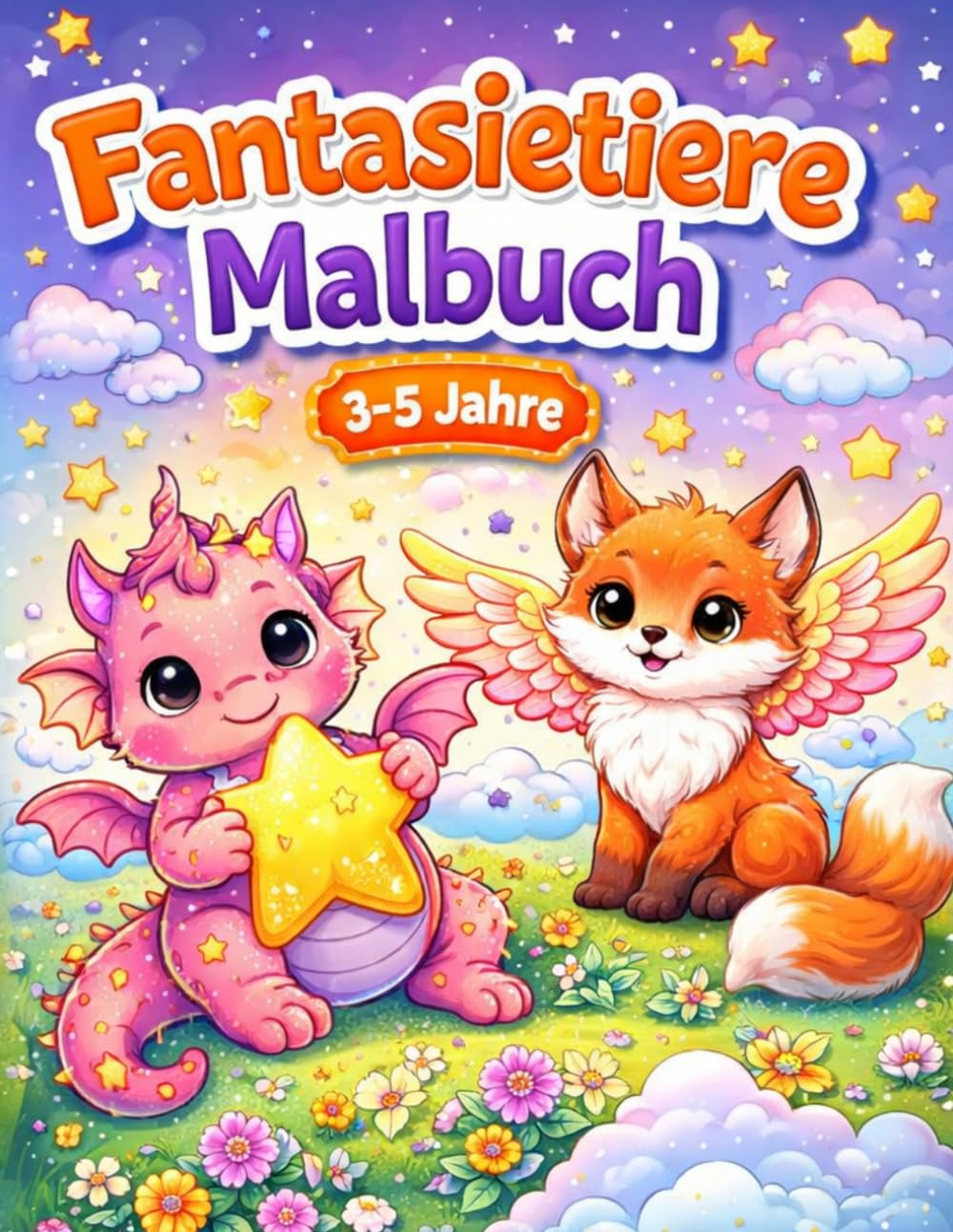 Fantasietiere Malbuch für Kinder 3-5 Jahre: Einhörner, Drachen, Meerjungfrauen & magische Tiere – Einfaches Ausmalbuch für Kleinkinder mit großen Motiven