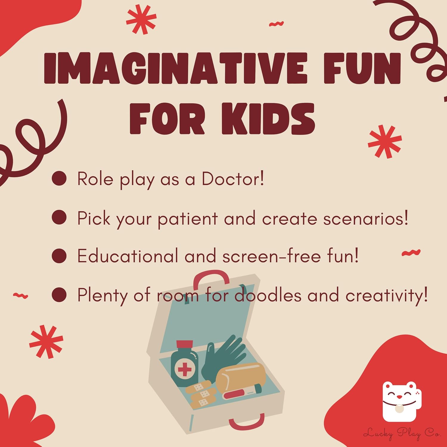 Doctor Play Notepad for Kids – Pretend Doctor's Medical Visit Clinic Imaginative Role-Play Playtime Pad – Large 5x7” Notepad, 50 Pages, Made in USA image 5