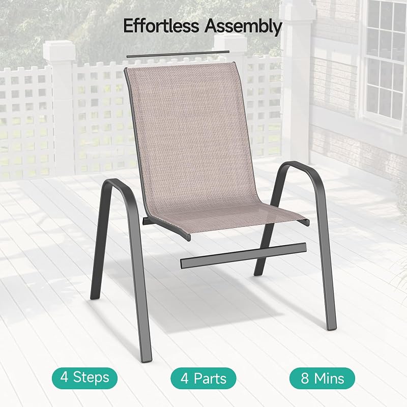 Dovov Patio Chairs Set of 6, All Weather Outdoor Dining Chairs image 4