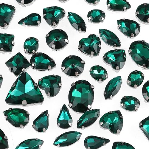 Miniatura 27 de 50 diamantes de imitación para coser, formas mixtas, diamantes de imitación de cristal para coser en gemas de cristal, parte trasera plana mental