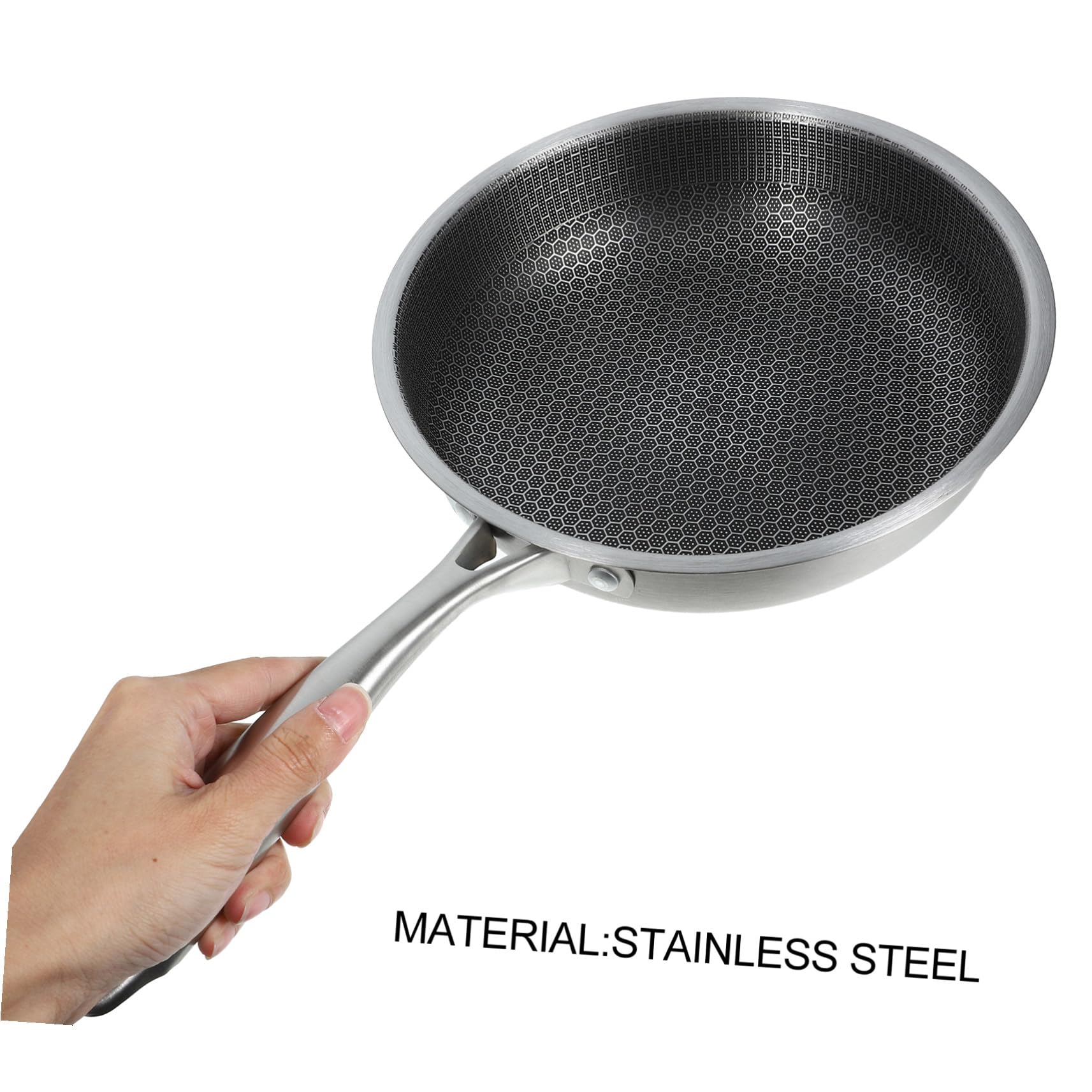 Padella in Acciaio Inox Nera Fondo Piatto Antiaderente | Padella Piccola Antiaderente, Distribuzione Uniforme del Calore, Adatta per Friggere Uova e Bistecche