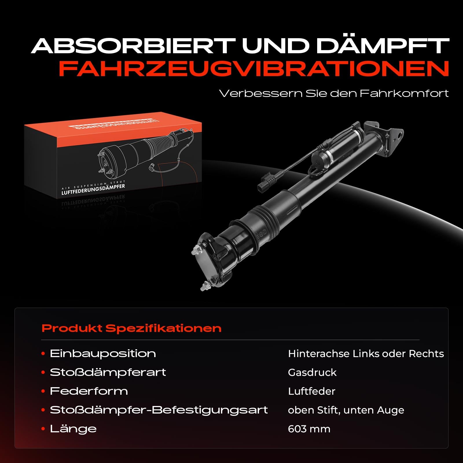 Frankberg Amortiguador de suspensión neumática trasera | Compatible con: Clase M W164, Clase GL X164