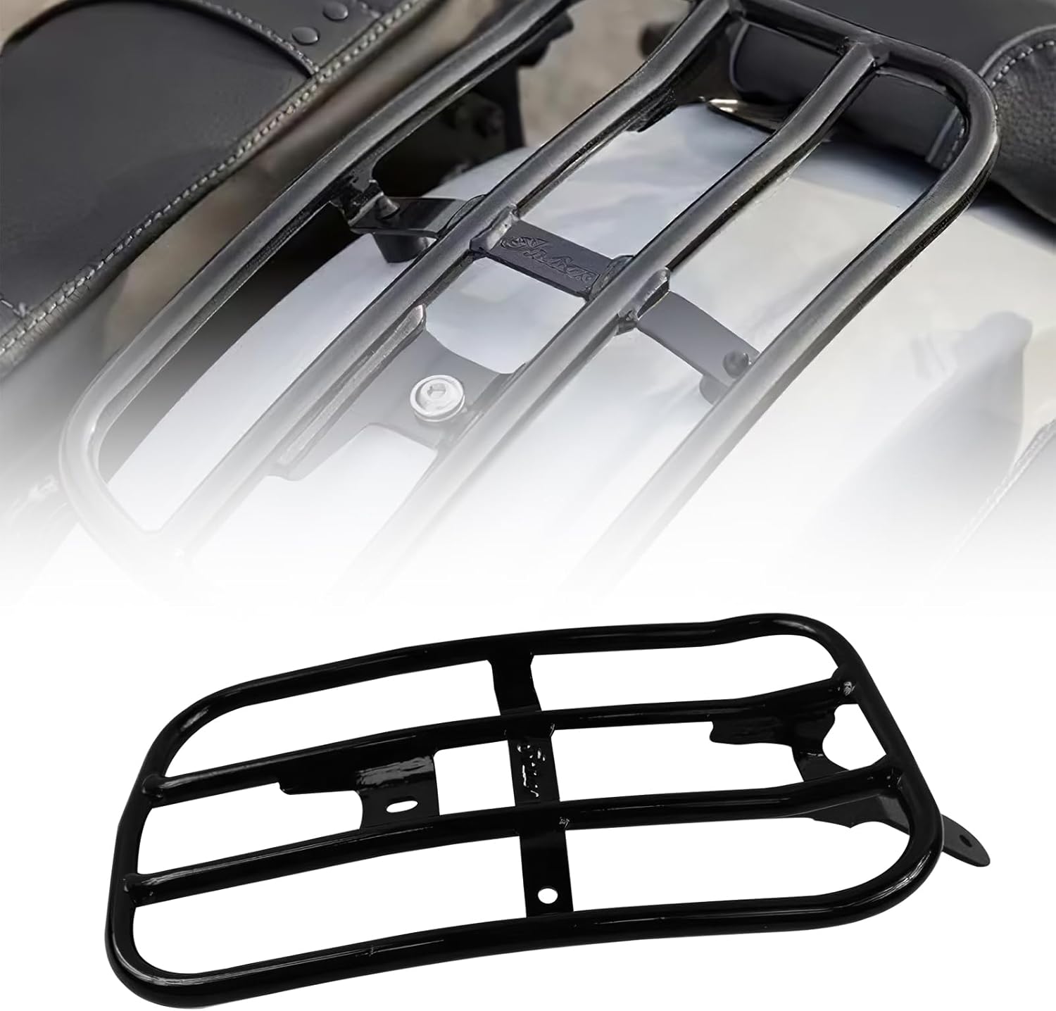 Motorcycle Rear Luggage Rack, Rear Solo Seat Support Shelf, Fender Cargo Rack for Tail Bags for Indian Bobber 2025 Black, Motorcycle Retrofit Accessories