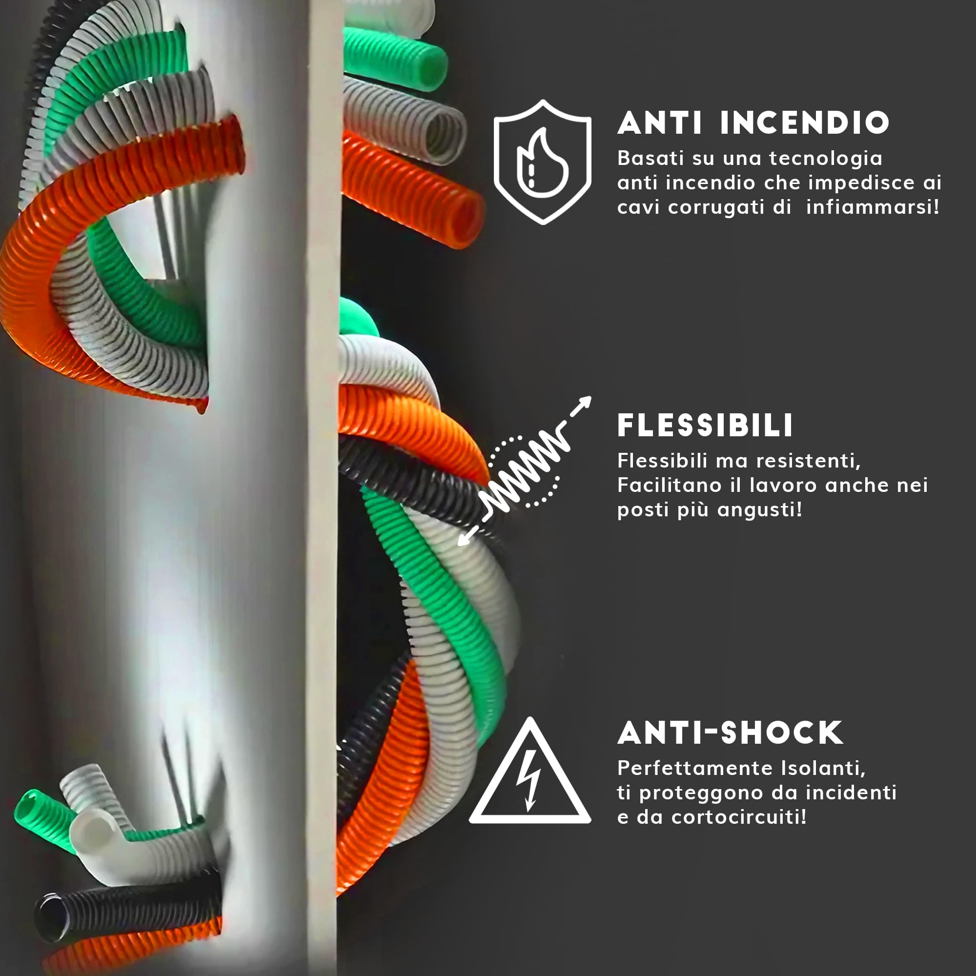 ESTO Tubo Corrugato 16 20 25 32 Matassa da 50 o 100 metri, Guaina Flessibile Corrugata non Aperto Protettivo di Cavi, per Lavori Elettrici, Elettricista 25 METRI/DN 32