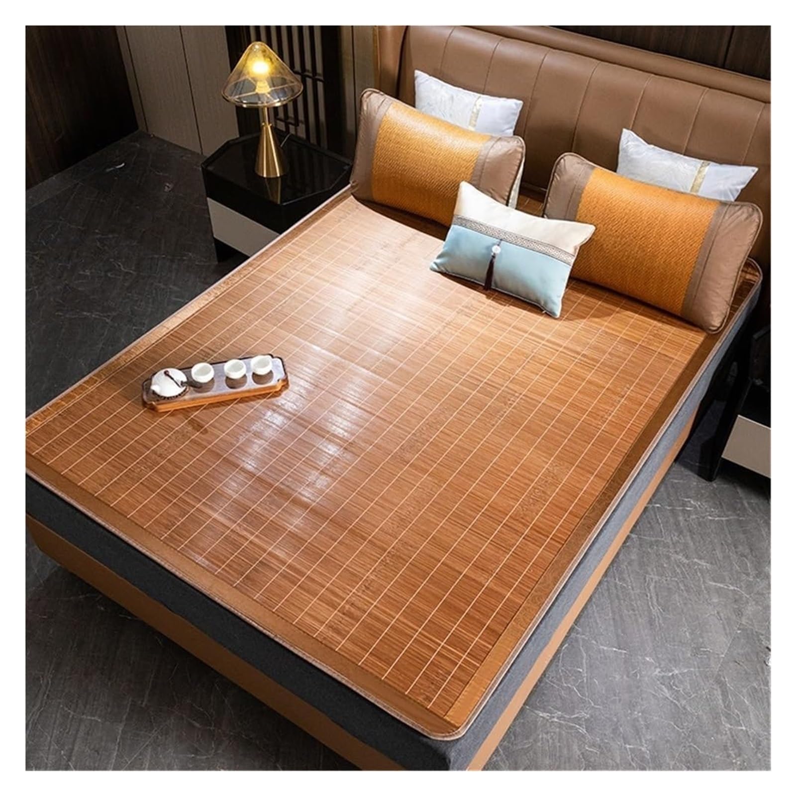 Summer Bamboo Bed Mat, Cooling Foldable Rattan Sleeping Mat For All Season Home Dorm Multiple Sizes(78.7 * 78.7)