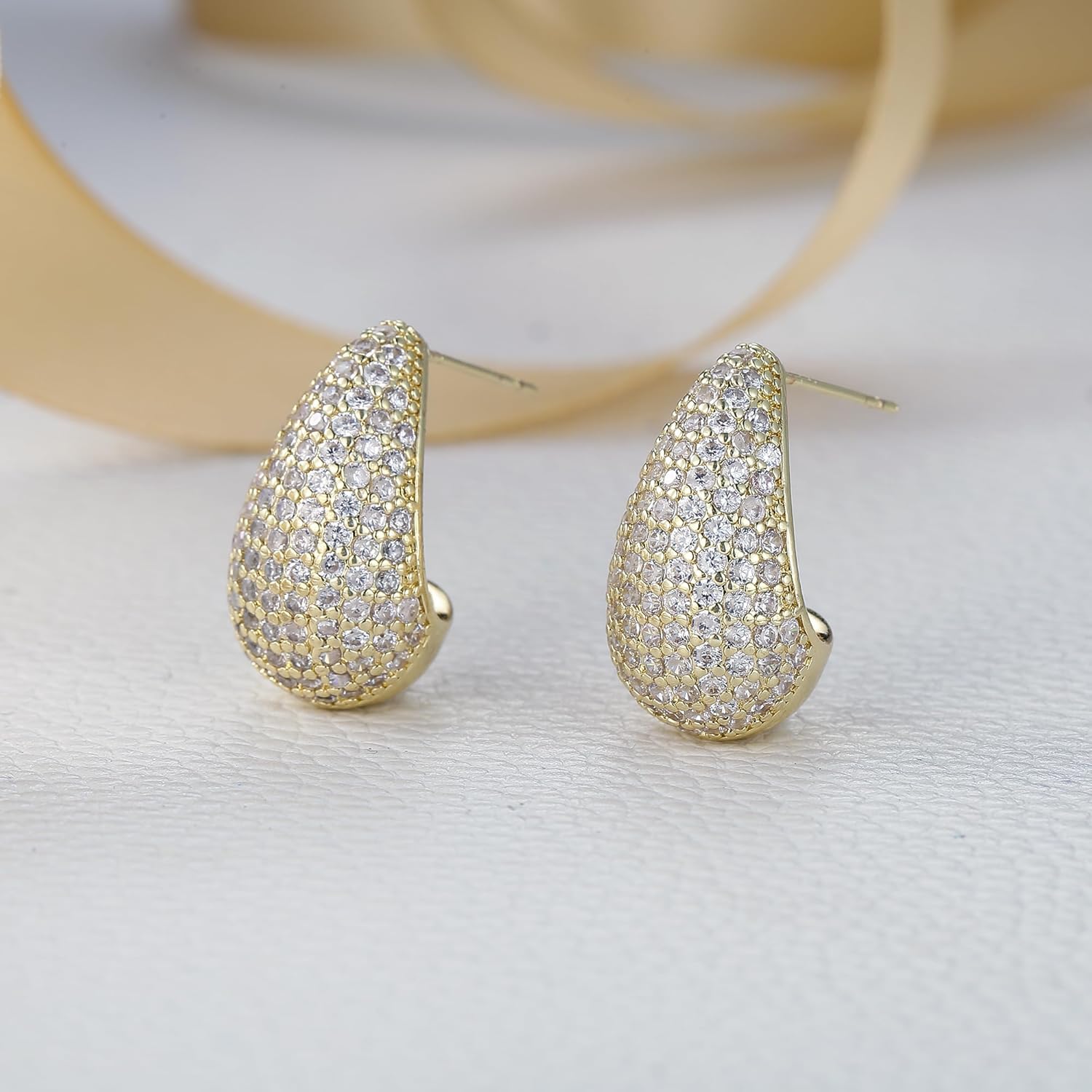 BriLove Chunky Teardrop Earrings for Women, Unique Retro Hypoallergenic Trendy Lightweight Waterdrop Gold Hoop Drop Earring for Party Daily Wear Accessories - Image 5