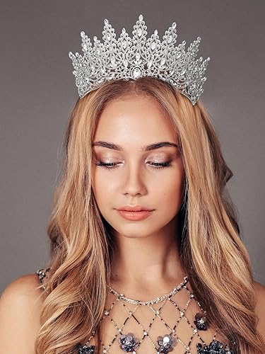 Miniatura 2 de SWEETV Corona de tiara para mujer, tiara de boda para novia, tocado de princesa de cristal, corona de quinceañera para niñas, corona de graduación,