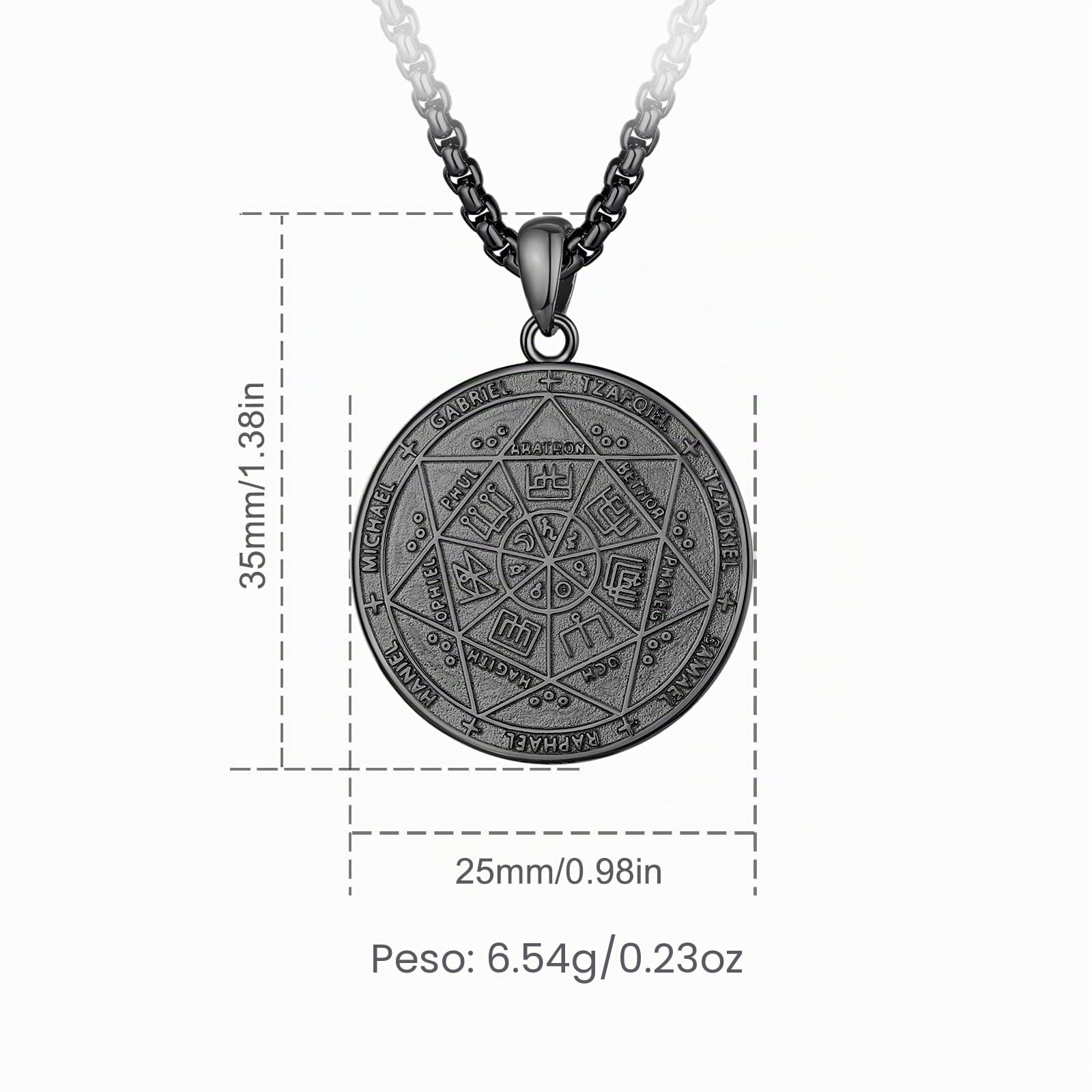 CELESTIA Sello Siete Arcangeles Collar San Miguel Arcangel Colgante Plata de ley 925 Joyería Regalos para Hombres Mujeres