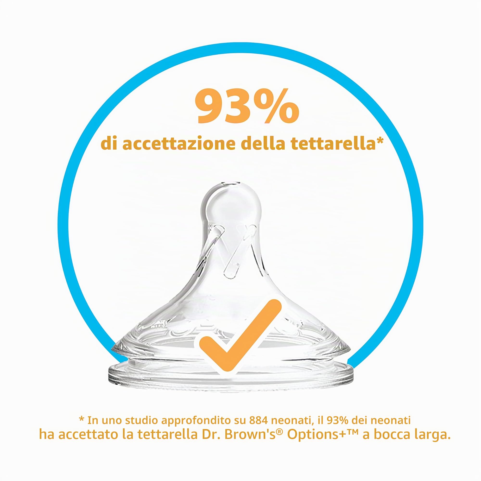 Dr. Brown'S Options +, Biberon a bocca larga, 150 ml, trasparente
