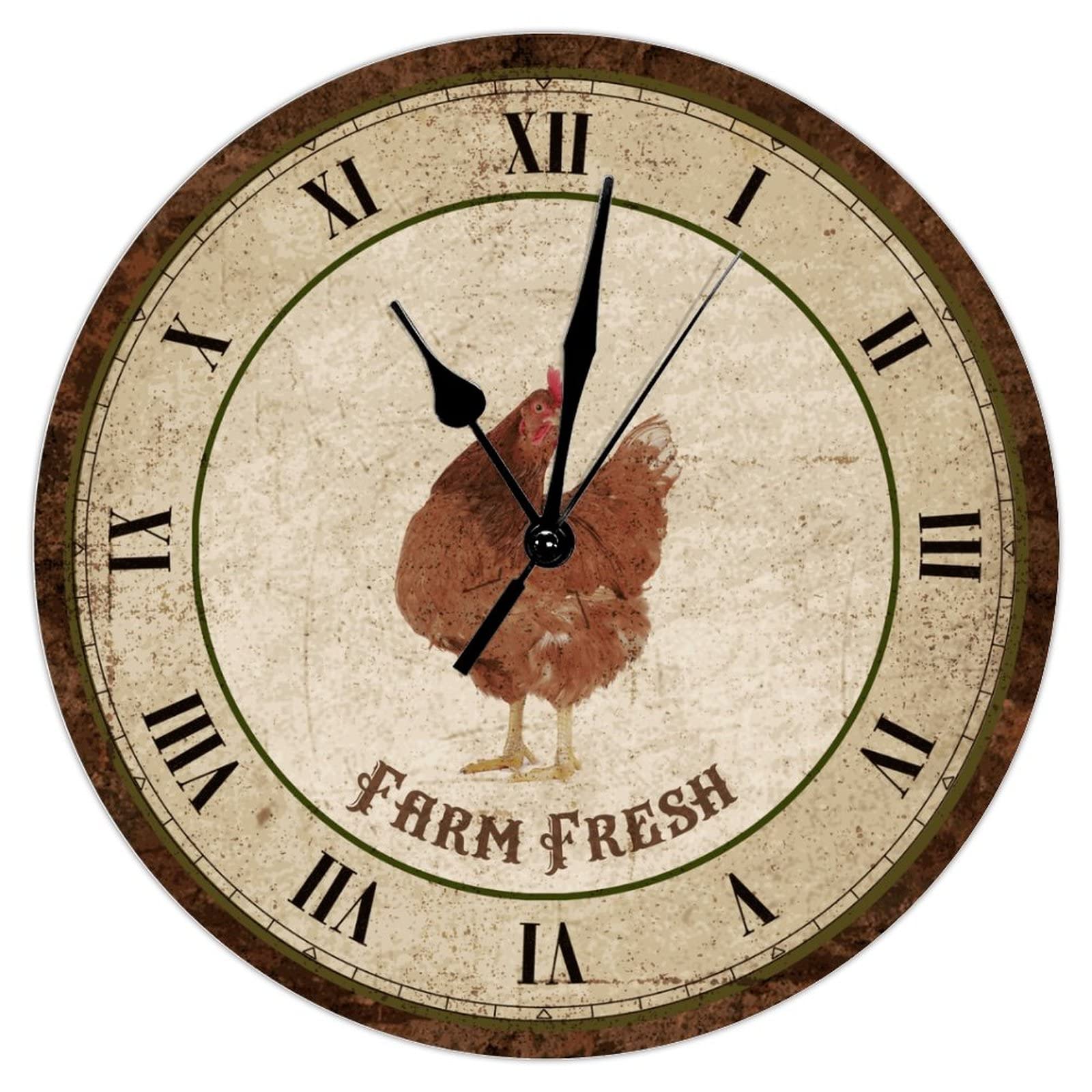 Horloge murale coq de ferme pour cuisine rétro et salon convivial