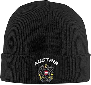 Austria Coat of Arms Austria Knitted Hat Hat Men Womens Cozy Warm Beanie Hats Black