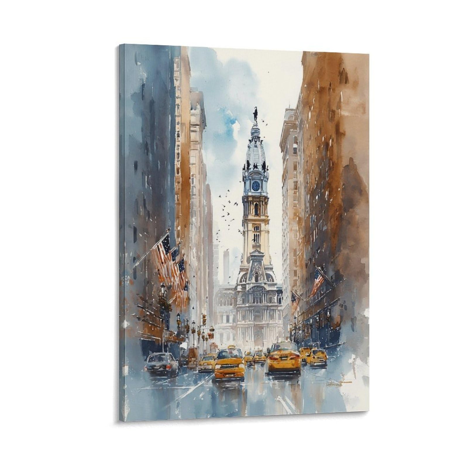 XWYMXZ Brooklyn Bridge 20x30inch(50x75cm) Vintage Travel Poster Watercolor Canvas Art