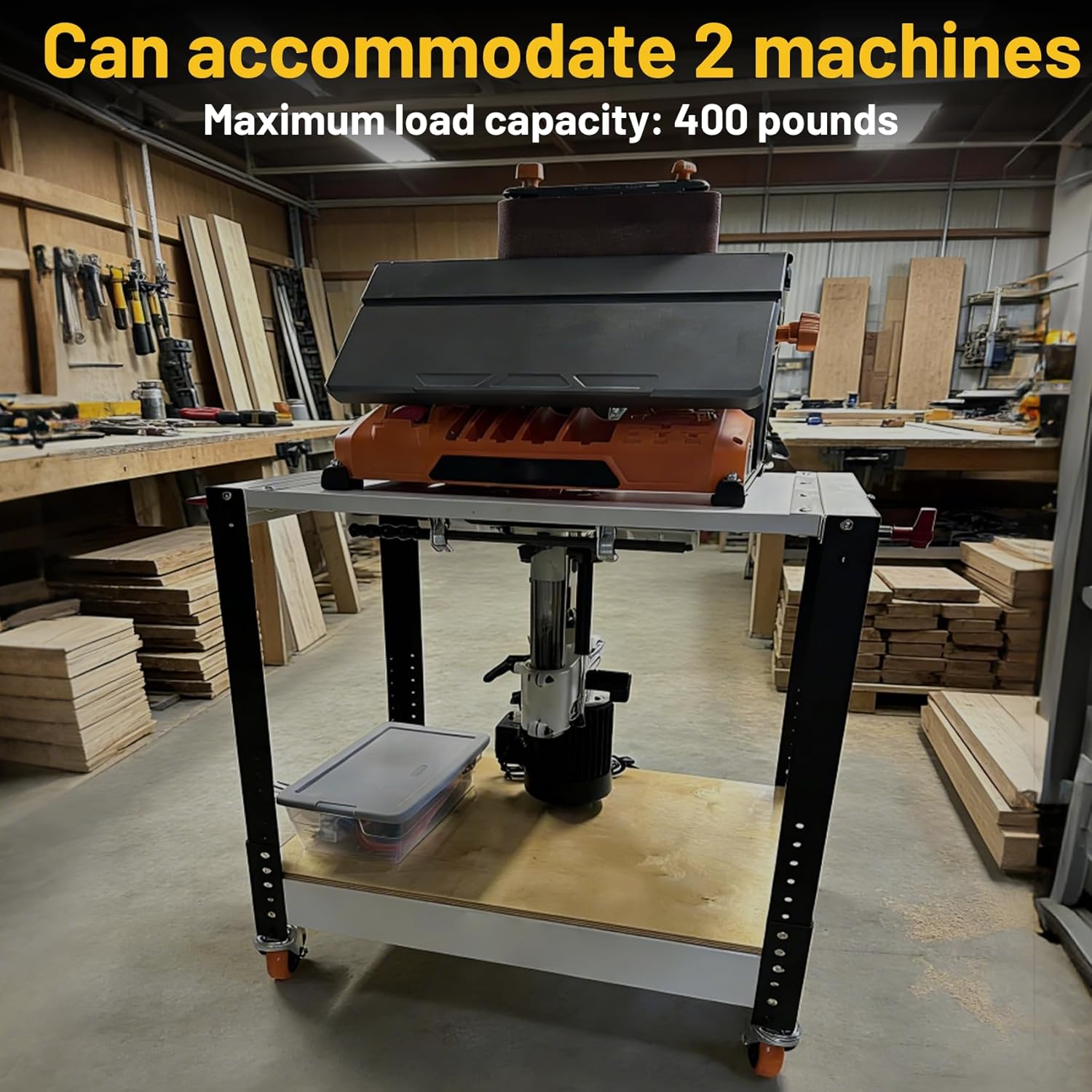 Upgraded Flip Top Tool Table, Tool Flip Table Height Adjustable from 30"-35", Install Two 15"-21" High Machines, Supports Up to 300 lbs
