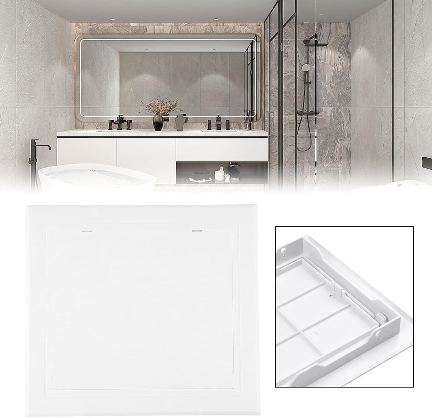 ABS Hinged Access Panel for Wall Installation – White Inspection Hatch for Water Valves, Gas Meters & Plumbing Elements – Detachable Door, Resistant, Fits Plasterboard(150x200mm)