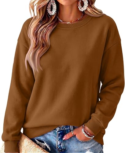 Super Soft Sweatshirt for Women 2026 Basic Solid Crewneck Womens Warm Sweatshirt