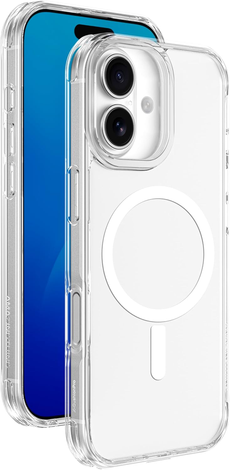 AMAZINGthing for iPhone 17 [Minimal Mag Case], Designed for MagSafe Accessories, 7.7FT Drop Proof, Magnetic Phone Cover, Anti Yellowing, Transparent