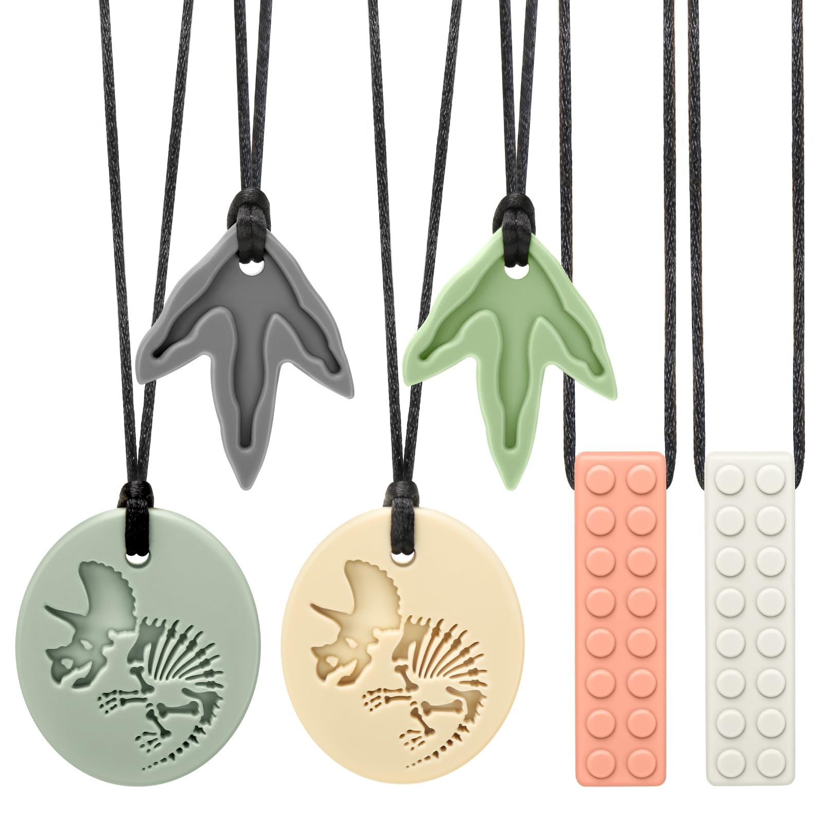 CLDY Kaukette für Kinder, 6er-Pack sensorische Kauketten, Autismus-Spielzeug für Jungen und Mädchen, Beißring aus Silikon BPA-frei, perfekt für Kinder mit ADHS, Beißende, Fingernägel Kauen