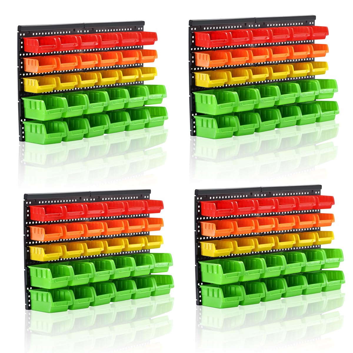 Wall Mounted Storage Bins Parts Rack 4 Colors Bin Organizer Garage Plastic Shop Tool, Garage Organizers and Storage (Style-Vivid) 50.4"*32.4"