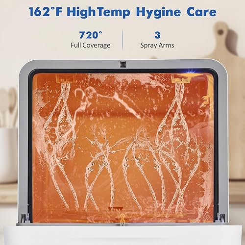 Miniatura 6 de Lavavajillas portátil compacto con 6 programas de lavado, tanque de agua de 5.3 L, función de secado al aire caliente, función de arranque retardado