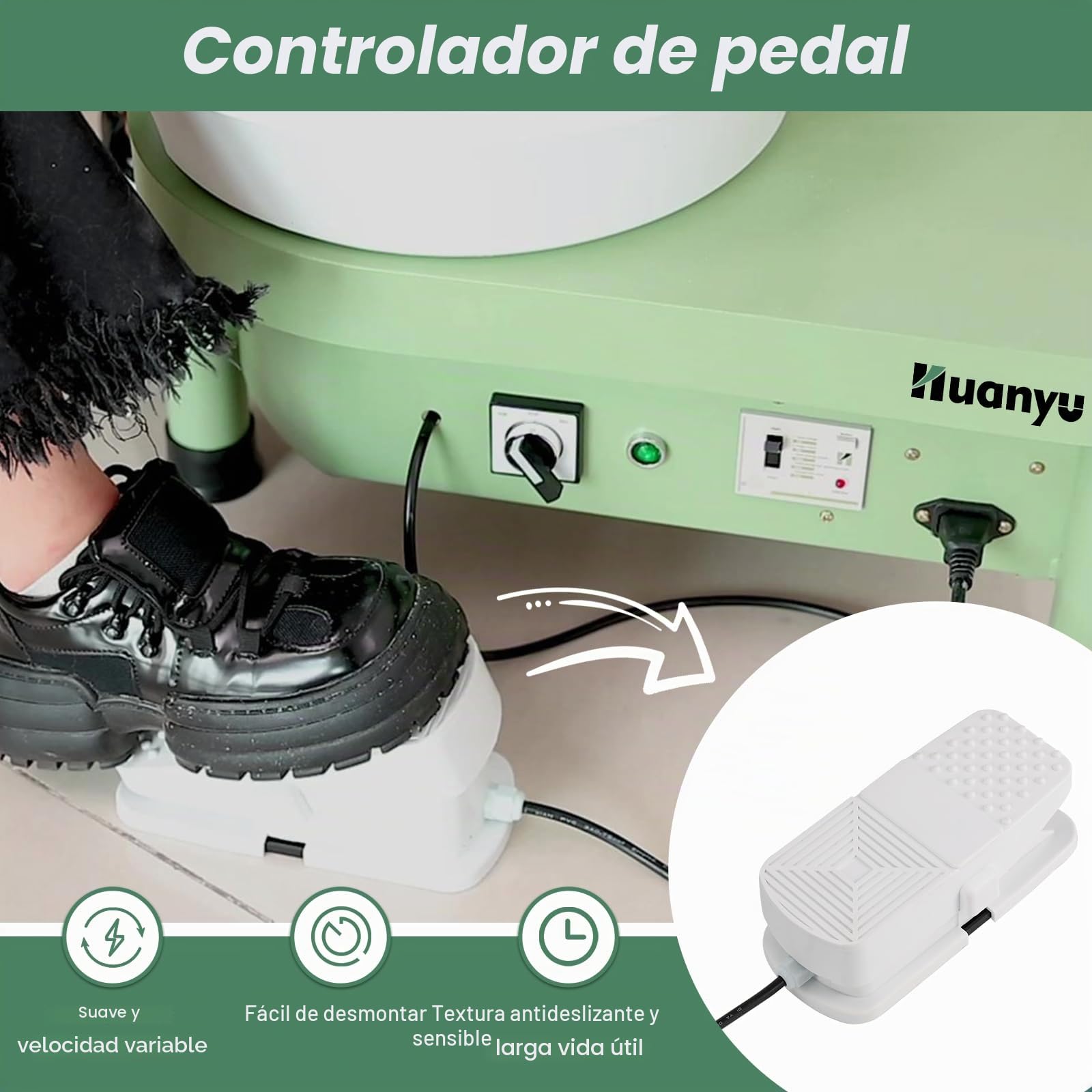 Huanyu Rueda de cerámica de 10 pulgadas con pedal de pie, máquina eléctrica de cerámica con lavabo desmontable para estudio de cerámica, bricolaje de cerámica en casa, escuela, Navidad