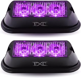 FXC (2PCS 3-LED Strobe Light Purple Waterproof Emergency Beacon Flash Lights,Purishion Caution Bar 12 Different Flashing Car SUV Pickup Truck Van…