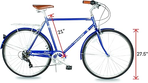 Vista 30 de Tracer Osaka - Bicicletas híbridas, marco de acero, Shimano Nexus Inter 3/7 velocidades, agarre marrón asiento marrón, bicicleta de carretera