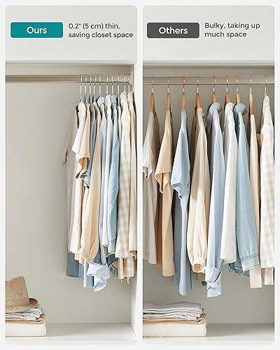 Miniatura 7 de SONGMICS Perchas de ropa, paquete de 50 perchas de plástico, ahorro de espacio, gris claro y gris oscuro UCRF50G