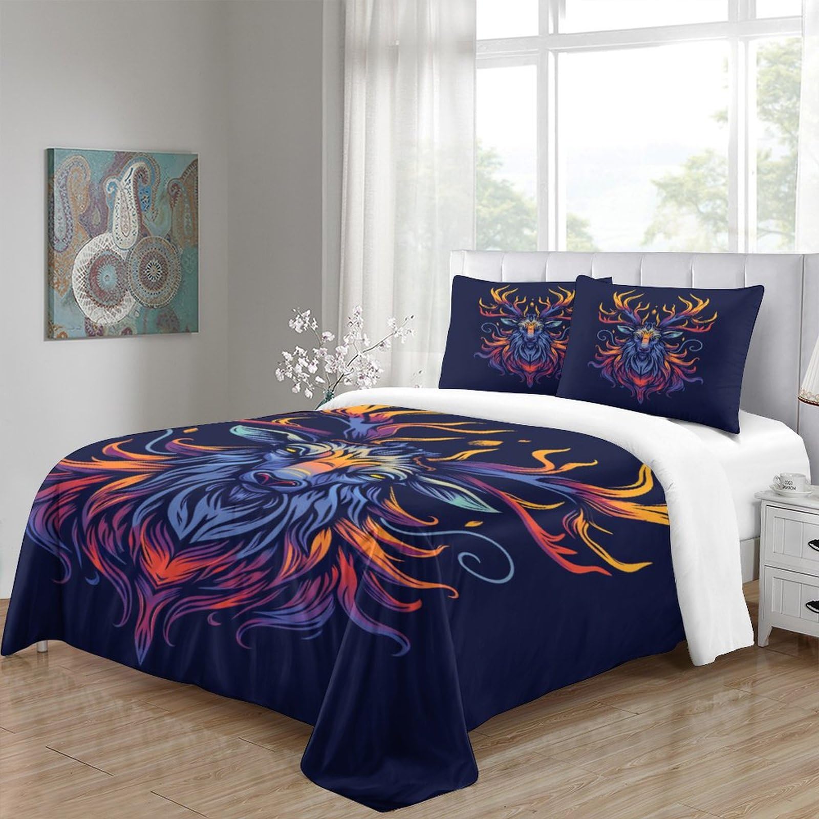 Stampato in 3D Pronipote tibetano Copertina Stampata Microfibra Disegnata Biancheria Da Letto Con Chiusura A Cerniera Set 3 Pezzi,Double（200x200cm）, Per Adolescenti E Adulti