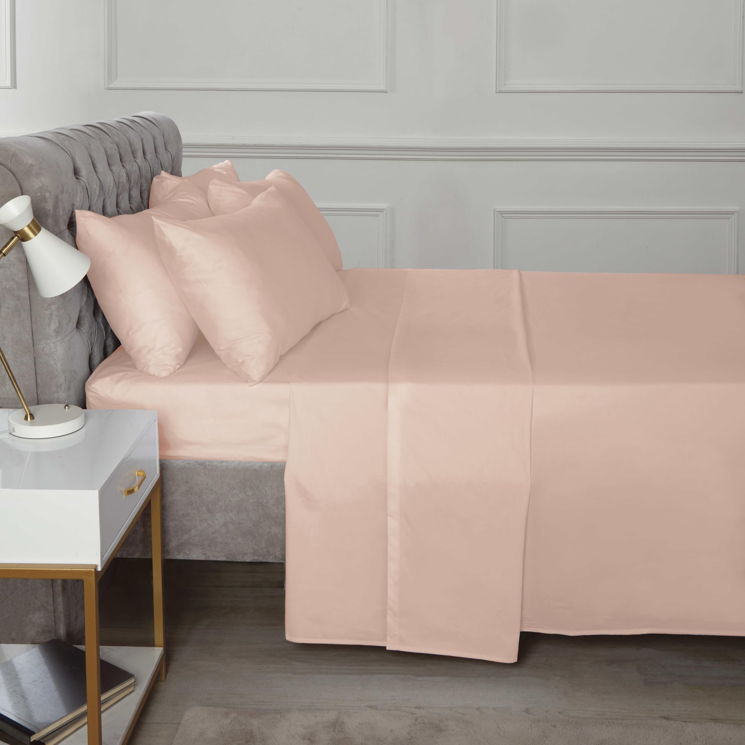 Rapport Home Blush 16" Deep Flat Sheet 180Tc Percale Sheet (, Single)