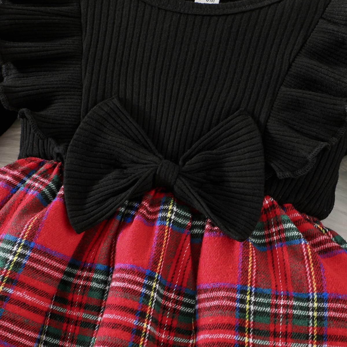 Magic Park 0-24M Baby Toddler Girls Ruffle Long Sleeve Bodysuit Ribbed Plaid Romper Dress Fall Winter Outfit with Headband - Image 6
