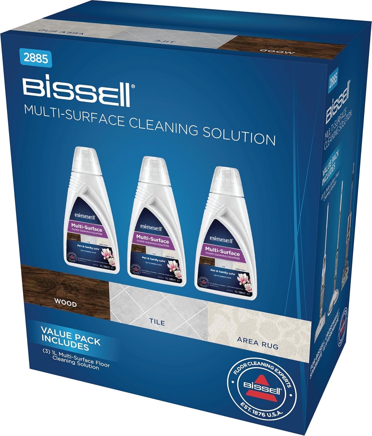 BISSELL Multisuperficie soluzione detergente per pavimenti, per BISSELL CrossWave e SpinWave, confezione da 3 x 1 L, pulizia quotidiana per pavimenti duri sigillati e tappeti, 2885