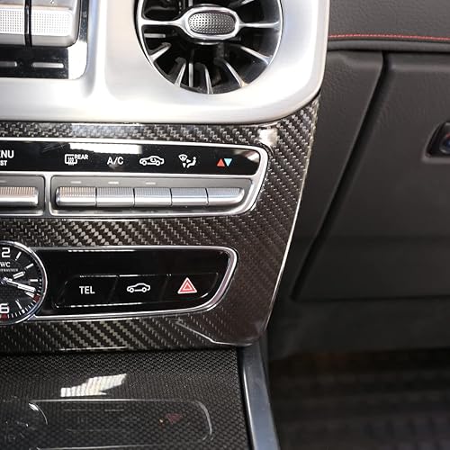 Miniatura 3 de Cubierta de marco decorativo con botón de consola central, accesorios interiores de fibra de carbono real para Mercedes-Benz Clase G W463 G500