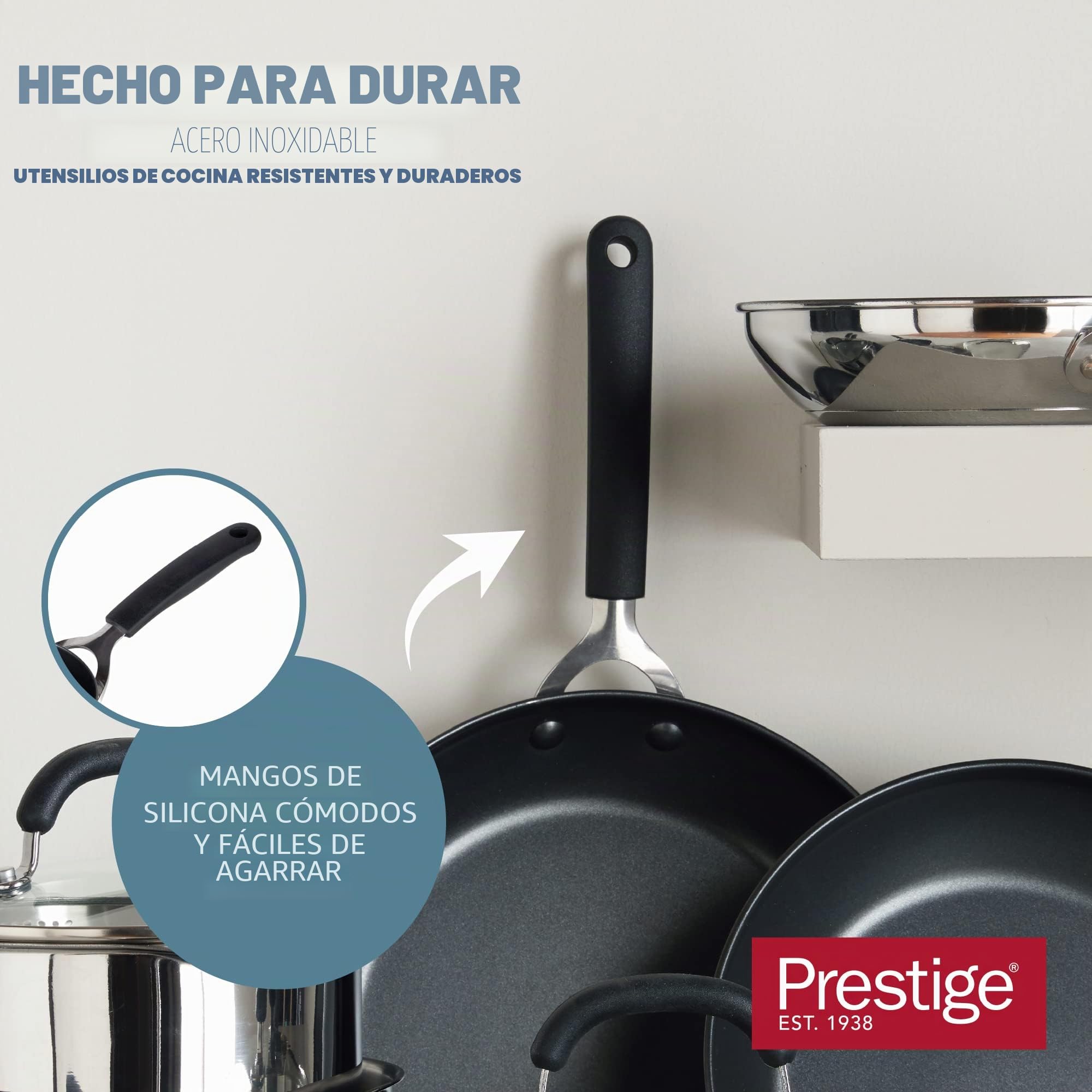 Prestige Juego de sartenes de acero inoxidable sin revestimiento hechas para durar, 21 cm, 25 cm, 29 cm, no tóxicas, compatibles con inducción, aptas para lavavajillas y horno