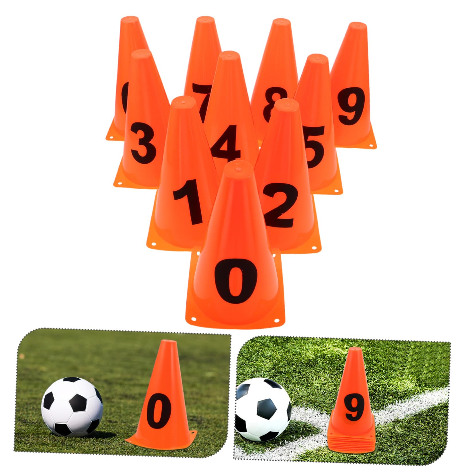 Hemobllo 10piezas Marcadores de Entrenamiento de Fútbol para Deportes Conos Numerados Equipo de Agilidad para Practicar Interiores y Exteriores