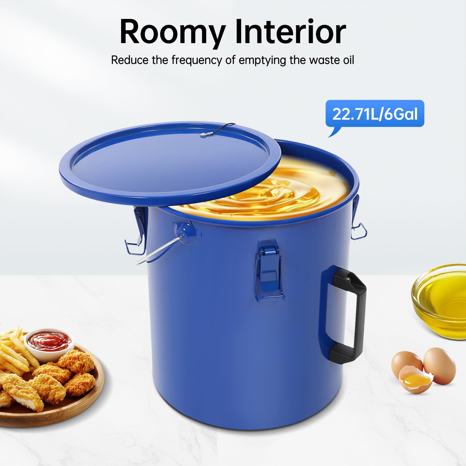 Contenitore per grasso per friggere, 22,71 l, con sacchetto filtro, 4 clip di chiusura per cucina ristorante, catene fast food, ristoranti caldi