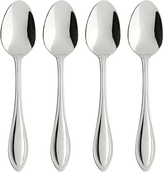 Oneida Silverware Set, American Harmony Everyday Teaspoons Flatware Set, Service For 4, 18/0 Stainless Steel, Dishwasher Safe, Home And Kitchen Utensils Sets, Spoon, Tea spoon Silver, 4 Piece