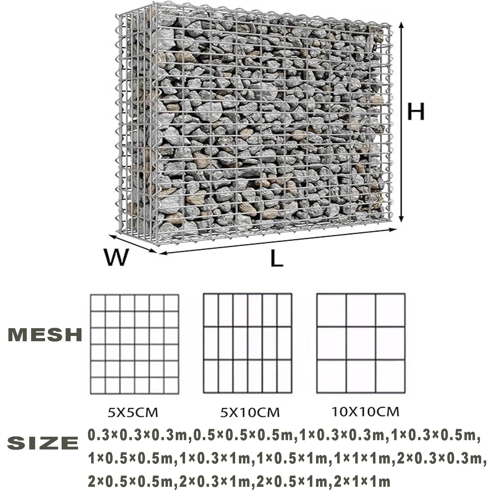 Muro Gavión Jaula Gavión Cesta Piedra Malla Acero Galvanizado Divisor