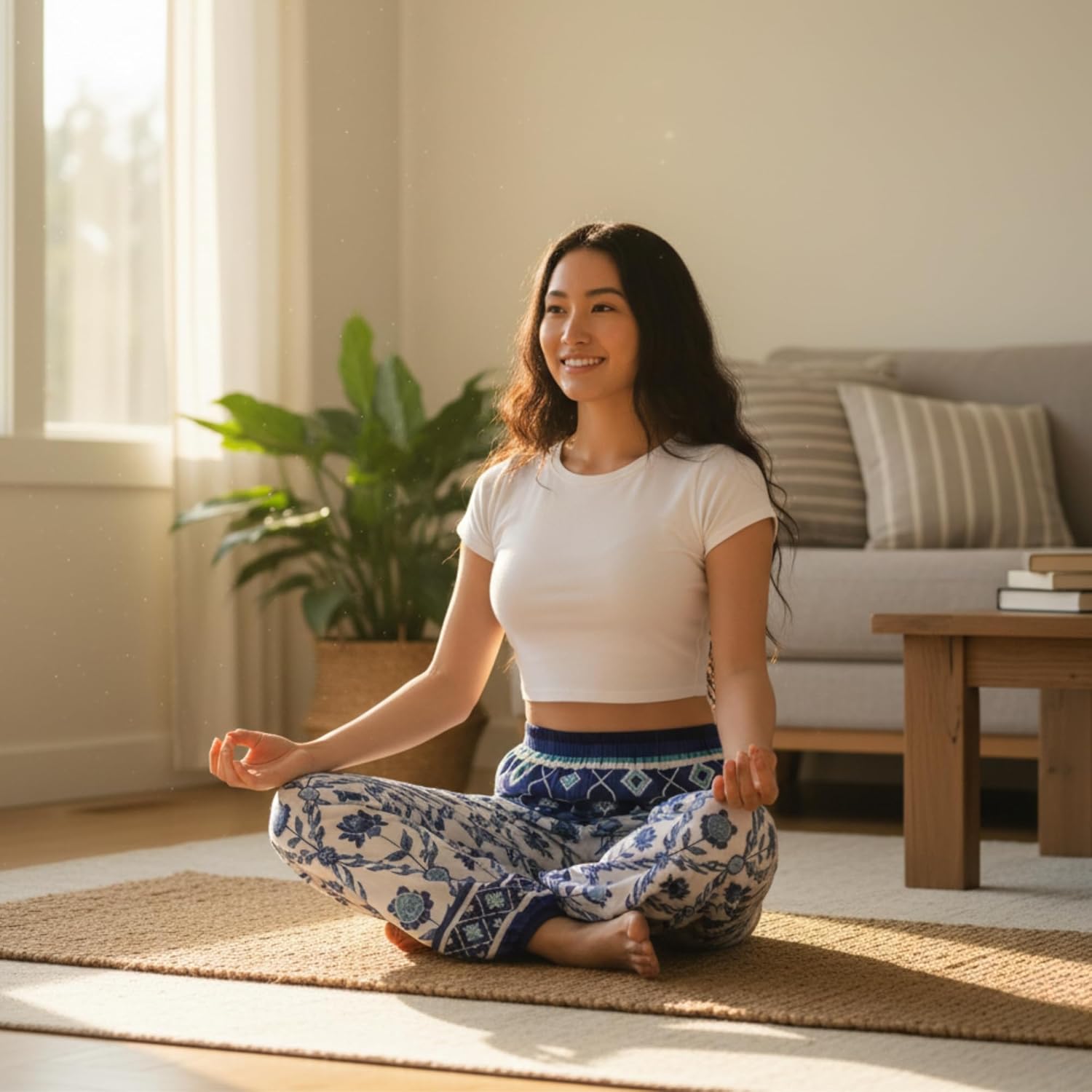 Atiya Harem Pants, Women's Yoga Boho Lounge Pants Smocked Waist with Pockets (ATY-HP004) - Image 2