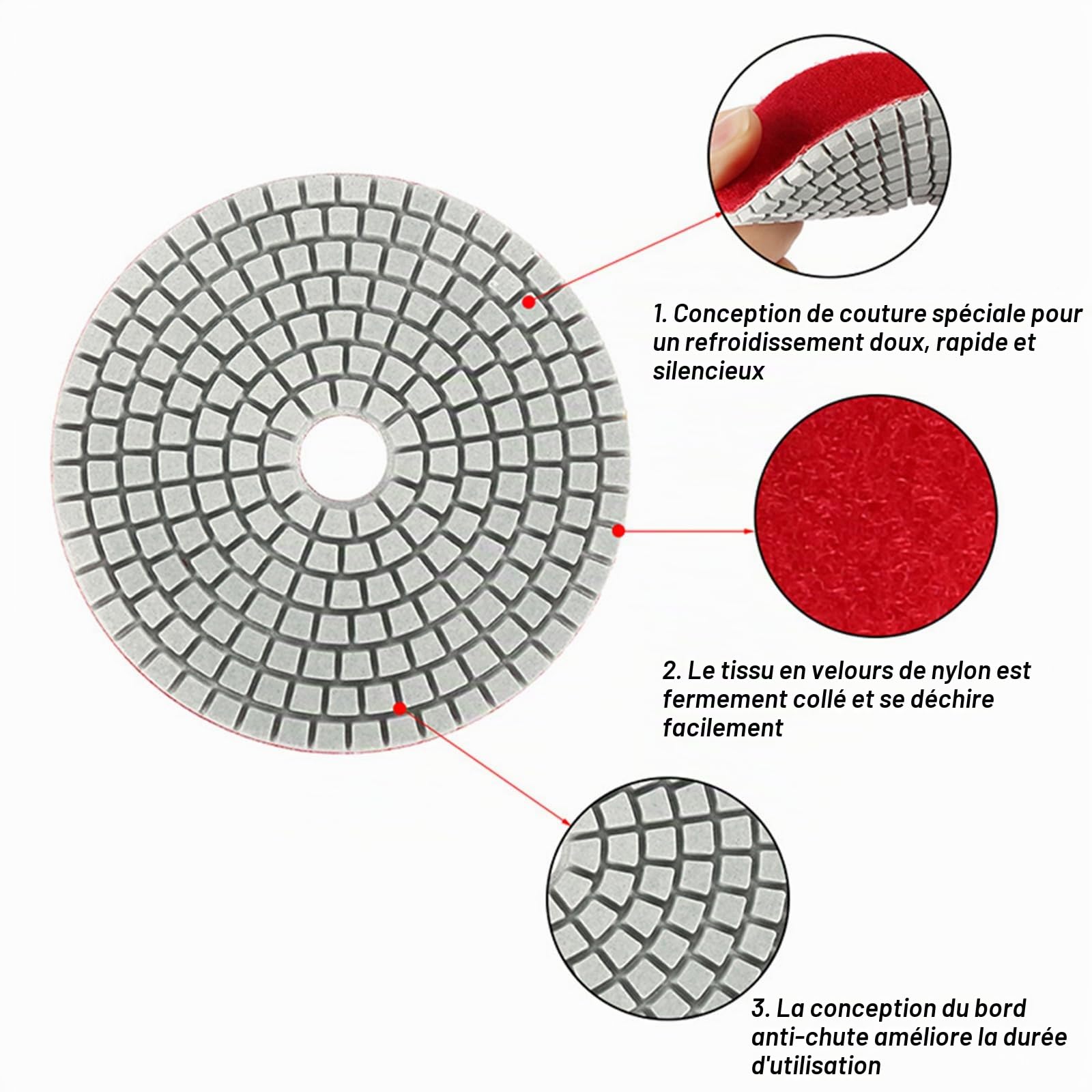 Kit De Polissage Diamant Humide 125 Mm, 9 Pièces | Grains 50 À 10000, Pour Marbre, Granit, Béton, Carrelage Et Pierre, Compatible Meuleuse D'Angle