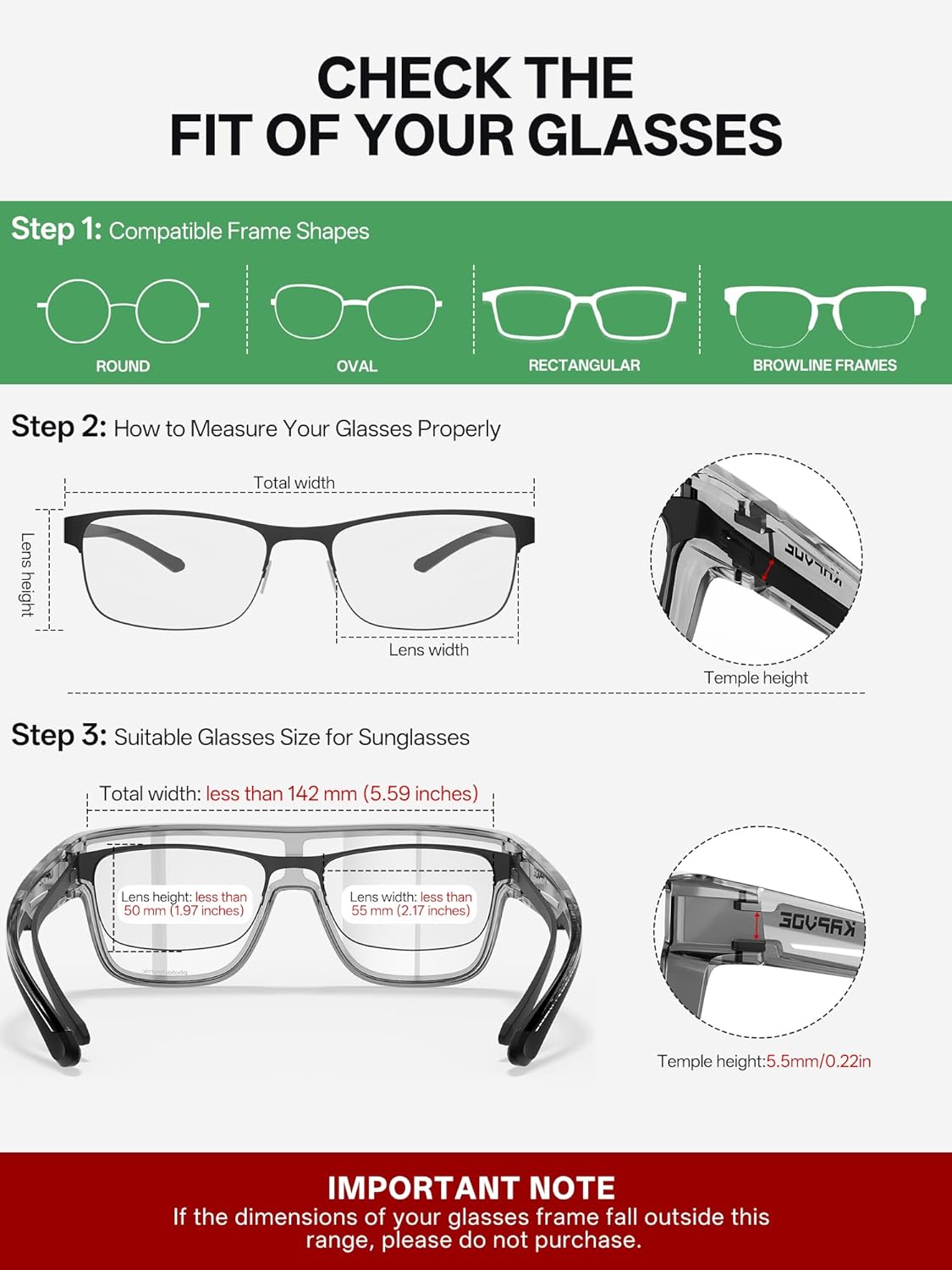 KAPVOE Photochromic Sunglasses Fit Over Glasses for Men Women Oversized Square UV400 Sports Cycling Golf Driving K216 - Image 4