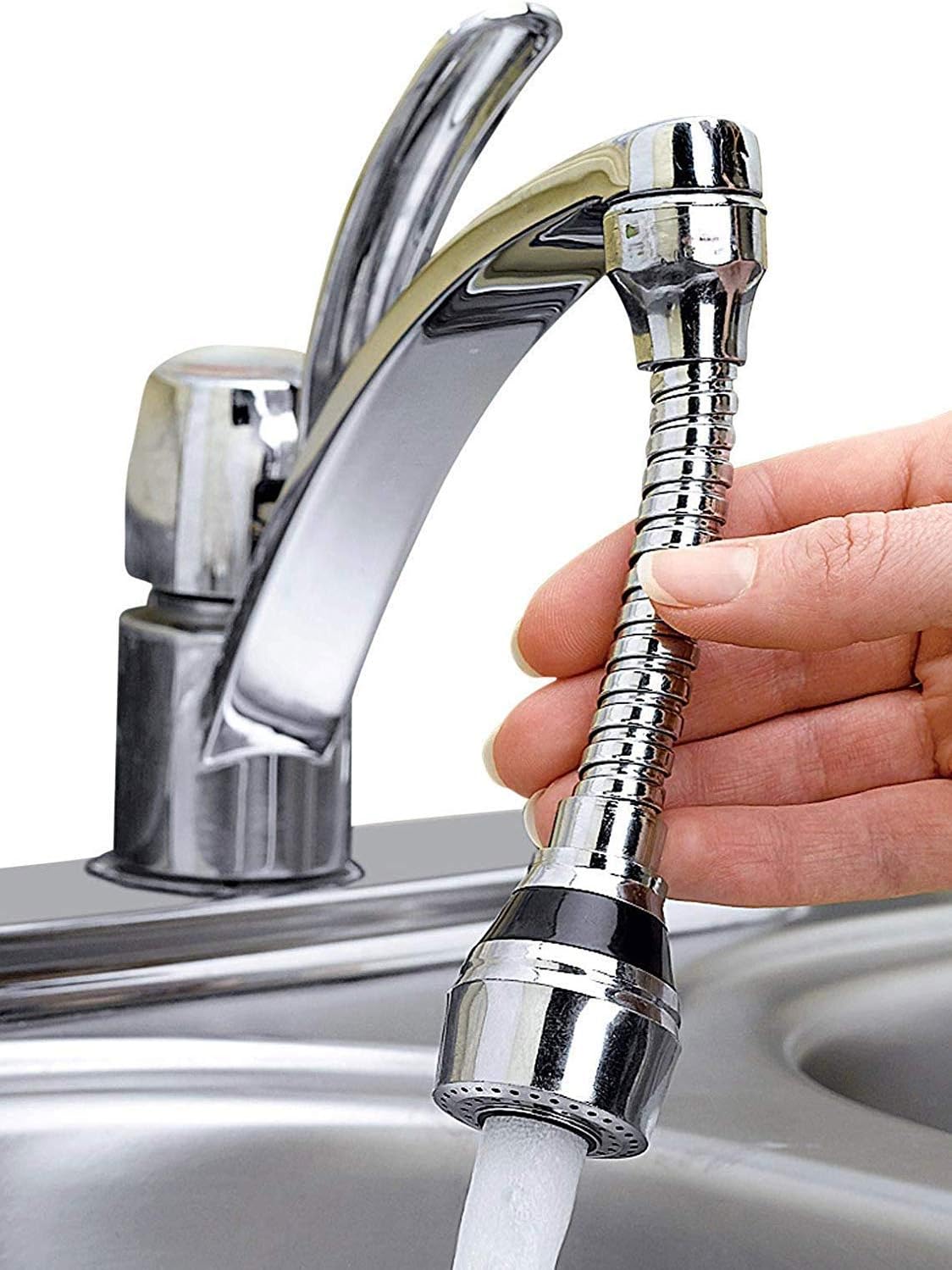 Piesome Stainless-Steel Universal Faucet Adapter 360 Degree Rotate Flexible 2 Spray Setting Water Extender Faucet Sprayer for Easy Clean Sink, Bathroom, Rinsing Fruits, Etc, Water Faucet Kitchen Tap