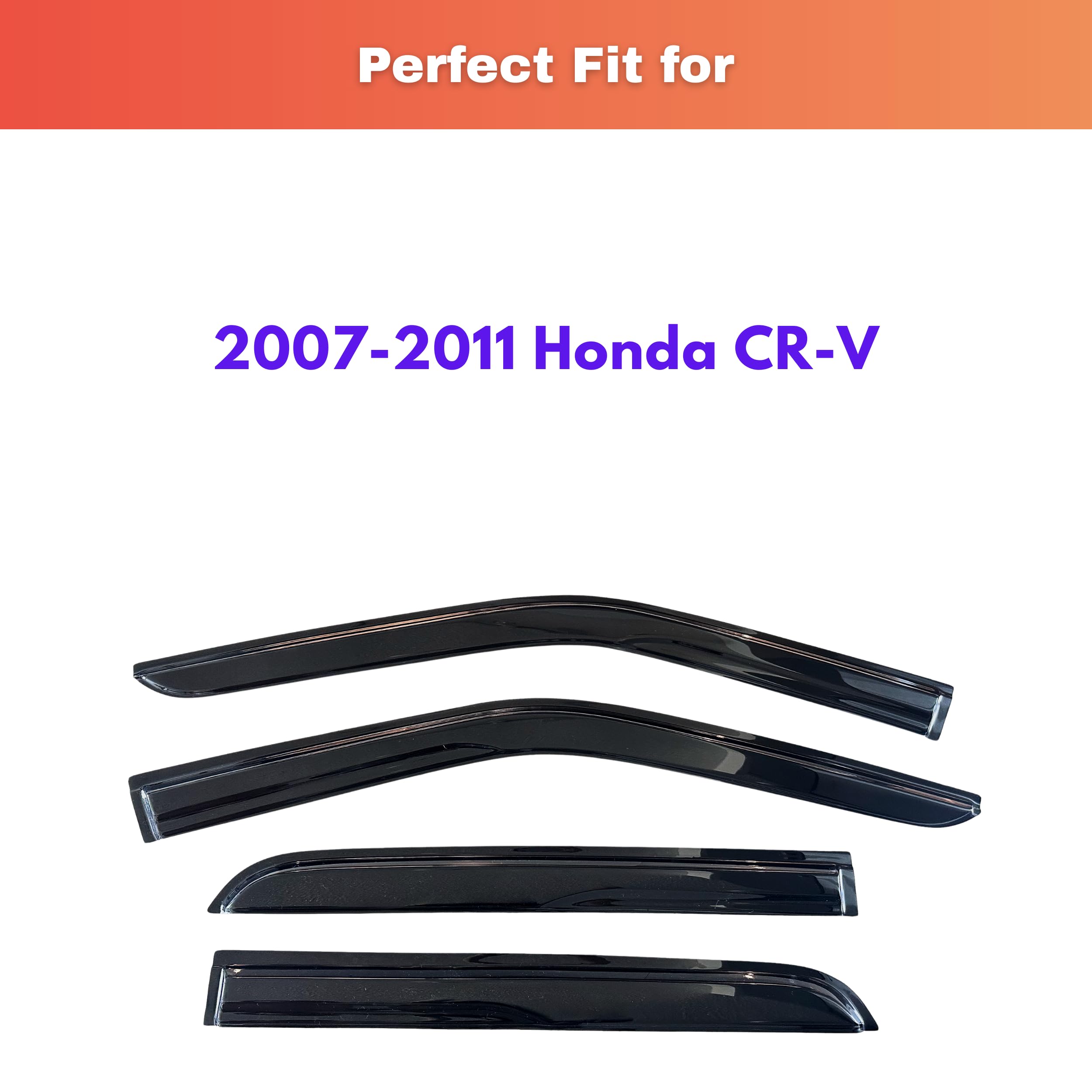 Close-up of KPY rain guards installed on a 2007-2011 Honda CRV window.