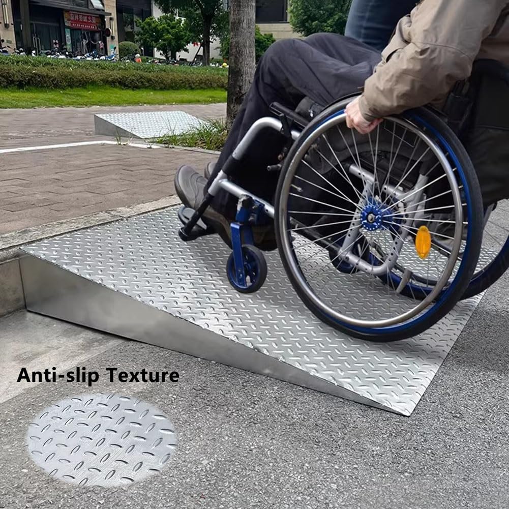 10 cm Podjazdowe Rampa Krawężnikowa Stali Nierdzewnej, Antypoślizgowa Rampy Załadunkowe Udźwigu 10 t do Skuter Wózki Inwalidzkie Samochody