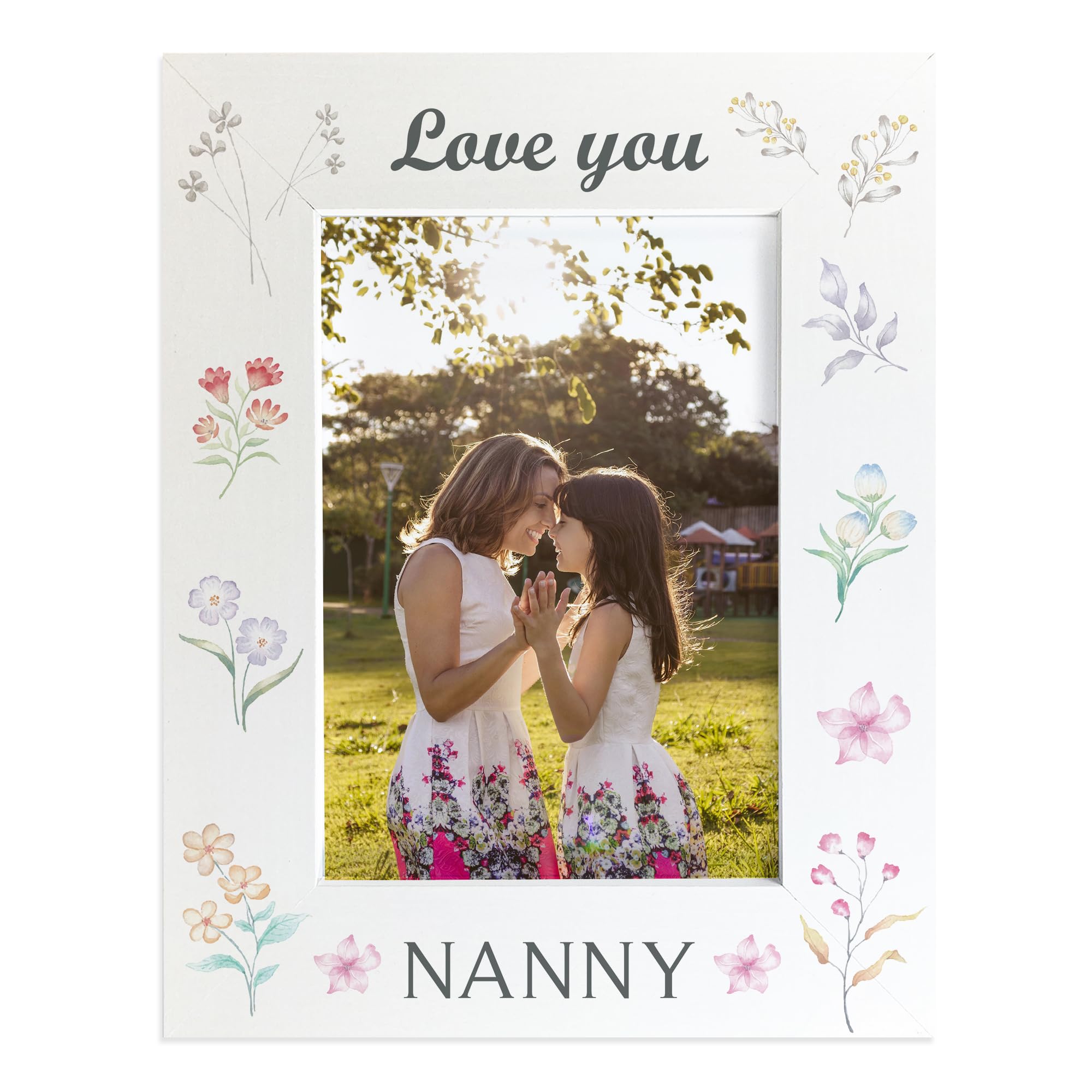 RED OCEAN Love You Nanny White Portrait 7x5 Photo Frame Gift For Nanny On Mothers Day Birthday Christmas From Granddaughter Grandson Keepsake Gift For Her