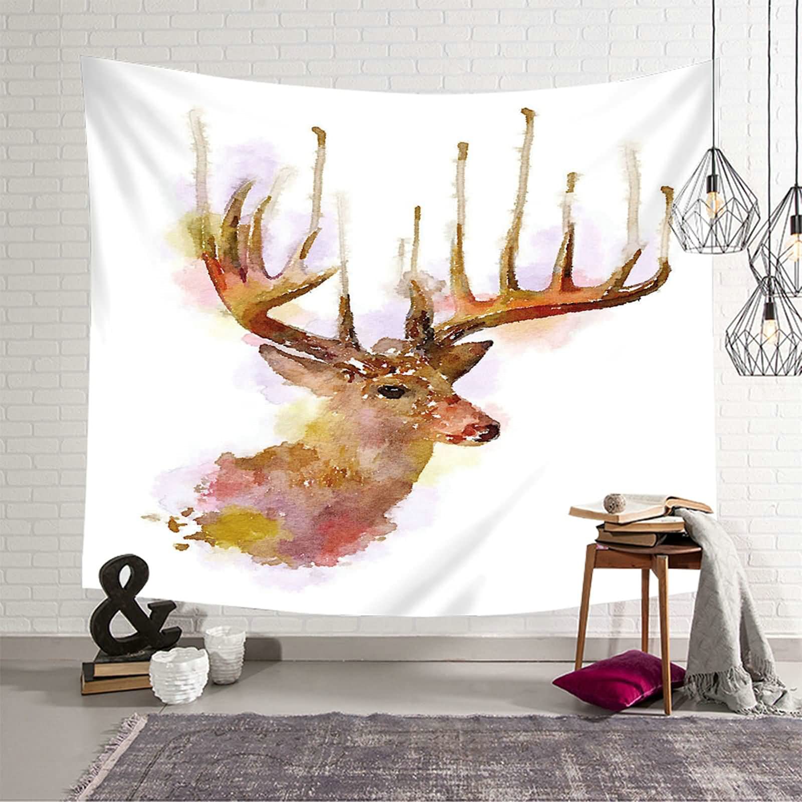Tapiz de pared con cuernos de ciervo, decoración elegante de 150 x 130 cm 8