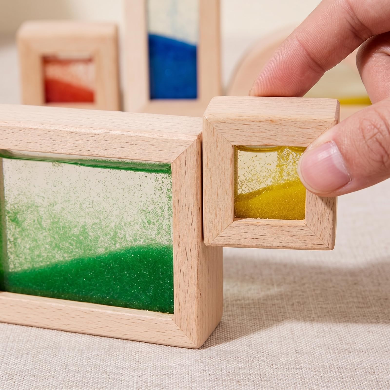 Milageto 8 Pièces Blocs Bois avec Sable